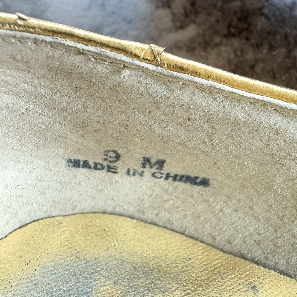 VTG J. Renee Gold Snake Embossed Pointed Toe Flats Metallic Dress Shoes 9M - Picture 6 of 8